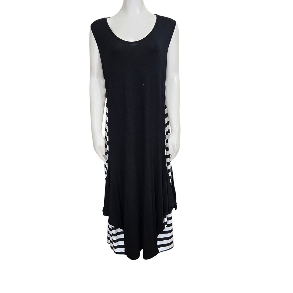 Luukaa Convertible Maxi Dress to top Fits S M L Black White Striped Artsy Travel